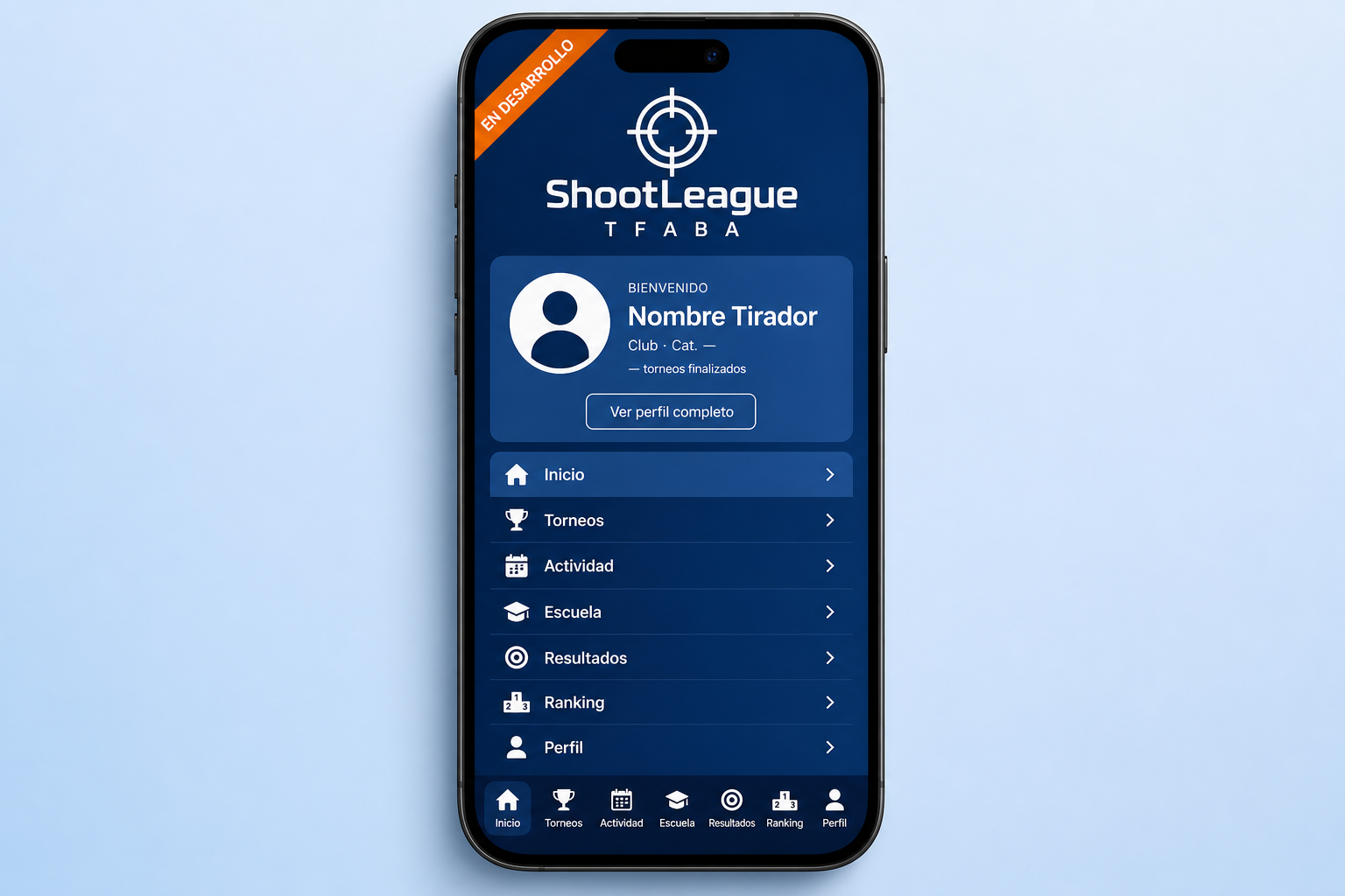 Pantalla principal de ShootLeague en mobile